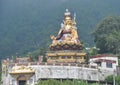Beautiful view of giant statue of Padmasambhava Guru Rinpoche in Rewalsar lake Tso Pema, Himachal Pradesh, India