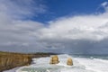 Beautiful view of the Gibson Steps against a dramatic sky in the area of the Twelve Apostles, Great Ocean Road, Australia Royalty Free Stock Photo