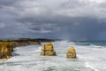 Beautiful view of the Gibson Steps against a dramatic sky and the colors of the rainbow in the background, Australia Royalty Free Stock Photo