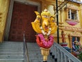 Beautiful view of Goddess Face in the Yellow Color Trishula or Trident in front of the Sri Gangamma Devi Temple Near Kadu Royalty Free Stock Photo