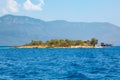 Beautiful view of Gokova Gulf and historic ruins a small island. Marmaris-Mugla Royalty Free Stock Photo
