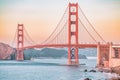 Beautiful view of the Golden Gate Bridge in San Francisco, pastel colors. Concept, travel, world attractions