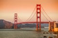 Beautiful view of the Golden Gate Bridge in San Francisco, pastel colors. Concept, travel, world attractions