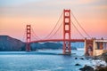 Beautiful view of the Golden Gate Bridge in San Francisco, pastel colors. Concept, travel, world attractions