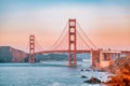 Beautiful view of the Golden Gate Bridge in San Francisco, pastel colors. Concept, travel, world attractions