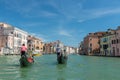 Beautiful view of Gondolas on famous Canal Grande at sunny day