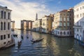 Beautiful view of the gondolas and the Grand Canal, Venice Royalty Free Stock Photo