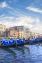 Beautiful view of the gondolas and the Grand Canal, Venice, Italy Royalty Free Stock Photo