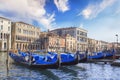 Beautiful view of the gondolas and the Grand Canal, Venice, Italy Royalty Free Stock Photo