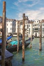Beautiful view of the gondolas and the Grand Canal, Venice, Italy Royalty Free Stock Photo