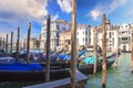 Beautiful view of the gondolas and the Grand Canal, Venice, Italy Royalty Free Stock Photo