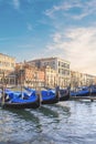 Beautiful view of the gondolas and the Grand Canal, Venice, Italy Royalty Free Stock Photo