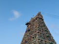 Beautiful view of the gopuram (tower) of Kapaleeshwarar Temple, Mylapore, Chennai, India. Royalty Free Stock Photo