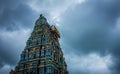 Beautiful view of the gopuram tower of Masani Amman Temple in Anaimalai, Pollachi, Coimbatore district of Tamil Nadu state,