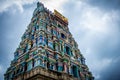Beautiful view of the gopuram tower of Masani Amman Temple in Anaimalai, Pollachi, Coimbatore district of Tamil Nadu state,