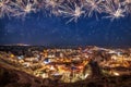 Beautiful view Goreme, Cappadocia, Turkey at night. Famous center of balloon fligths Royalty Free Stock Photo