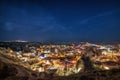 Beautiful view Goreme, Cappadocia, Turkey at night. Famous center of balloon fligths Royalty Free Stock Photo