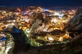 Beautiful view Goreme, Cappadocia, Turkey at night. Famous center of balloon fligths Royalty Free Stock Photo