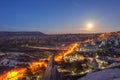 Beautiful view of Goreme Open Air Museum, Goreme, Cappadocia, Turkey on sunset. Famous center of balloon fligths