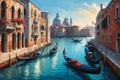 Beautiful view of Grand Canal and Basilica Santa Maria della Salute in Venice Royalty Free Stock Photo