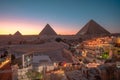 Beautiful View of The Great Pyramids of Giza at Sunset Royalty Free Stock Photo