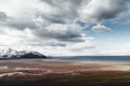 Beautiful view of Great Salt Lake and puffy clouds in the sky in Antelope Island state park, Utah Royalty Free Stock Photo