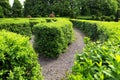 Beautiful view of green hedge maze on sunny day Royalty Free Stock Photo