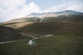 Beautiful view of green hills and mountains in Col de Larche, France Royalty Free Stock Photo