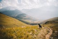 Beautiful view of green hills and mountains in Col de Larche, France Royalty Free Stock Photo