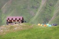 Beautiful view of green mountain. Juta village - foot of Chaukhebi Mountain. Georgia, Caucasus mountains