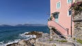 Beautiful view of the Gulf of La Spezia from the village of Tellaro, Liguria, Italy, on a sunny day