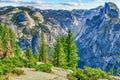 Beautiful view of Half Dome Trail, Yosemite National Park, California, USA. Concept, tourism, travel, nature protection Royalty Free Stock Photo