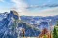 Beautiful view of Half Dome Trail, Yosemite National Park, California, USA. Concept, tourism, travel, nature protection Royalty Free Stock Photo