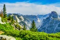 Beautiful view of Half Dome Trail, Yosemite National Park, California, USA. Concept, tourism, travel, nature protection Royalty Free Stock Photo