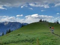 Beautiful view of Heart Mountain under a blue sky with clouds in Alberta, Canada. Royalty Free Stock Photo