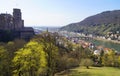 Heidelberg castle on the river Neckar and the The Karl Theodor Bridge Royalty Free Stock Photo