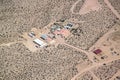 Beautiful view from helikopter down on houses in Grand Canyon. Royalty Free Stock Photo