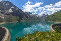 Beautiful view of high mountain lake near Kaprun,Austria.Hike to the Mooserboden dam in Austrian Alps.Quiet relaxation Royalty Free Stock Photo