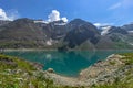 Beautiful view of high mountain lake near Kaprun.Hike to the Mooserboden dam in Austrian Alps.Quiet relaxation in nature.Wonderful