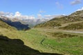 Beautiful view hiking in the Andorra Pyrenees Mountains in Ordino, near the Lakes of Tristaina