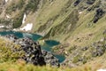 Beautiful view hiking in the Andorra Pyrenees Mountains in Ordino, near the Lakes of Tristaina