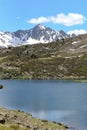 Beautiful view hiking in the Andorra Pyrenees Mountains in Ordino, near the Lakes of Tristaina