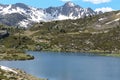 Beautiful view hiking in the Andorra Pyrenees Mountains in Ordino, near the Lakes of Tristaina