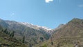 Beautiful view of Himalayan mountains, Flowers,  Kasol Town, Parvati valley, Himachal Pradesh, India. Royalty Free Stock Photo