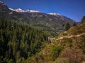 Beautiful view of Himalayan mountains on the trekking route to Kheerganga, Nakthan, Parvati valley, India