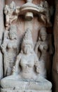 Statues of Hindu God. Sculptures of God idols carved in the walls of ancient Brihadeeswarar temple in Thanjavur, Tamilnadu. Royalty Free Stock Photo