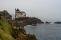 Beautiful view of a historic castle in the Biarritz city of France in winter