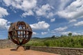 Beautiful view of the Uomo di Vinci (vitruvian man) and surroundings of the ancient Tuscan village of Vinci, Florence,