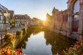 Beautiful view of the historic town of Colmar, also known as Little Venice, boat ride along traditional colorful houses on idyllic Royalty Free Stock Photo