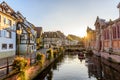 Beautiful view of the historic town of Colmar, also known as Little Venice, boat ride along traditional colorful houses on idyllic Royalty Free Stock Photo